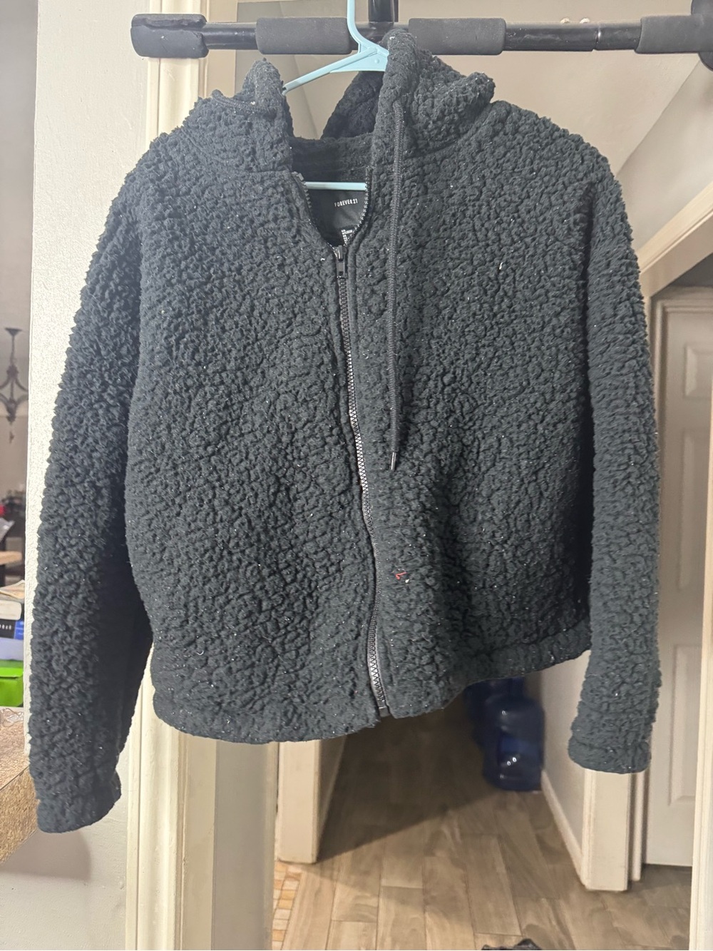 Women’s Black Sherpa Zip-Up Hoodie Jacket